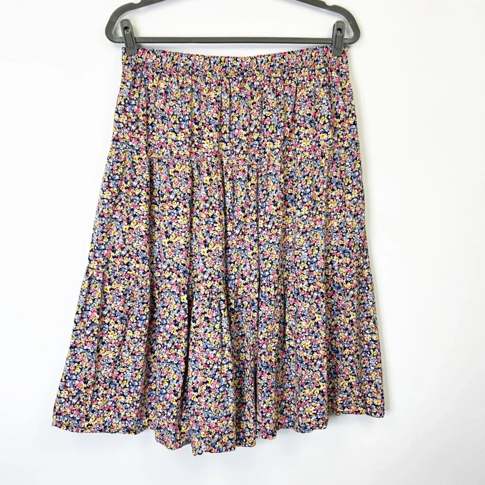 Old Navy Ditsy Floral Tiered Midi Maxi Skirt Women's 2X Pull On Boho Garden